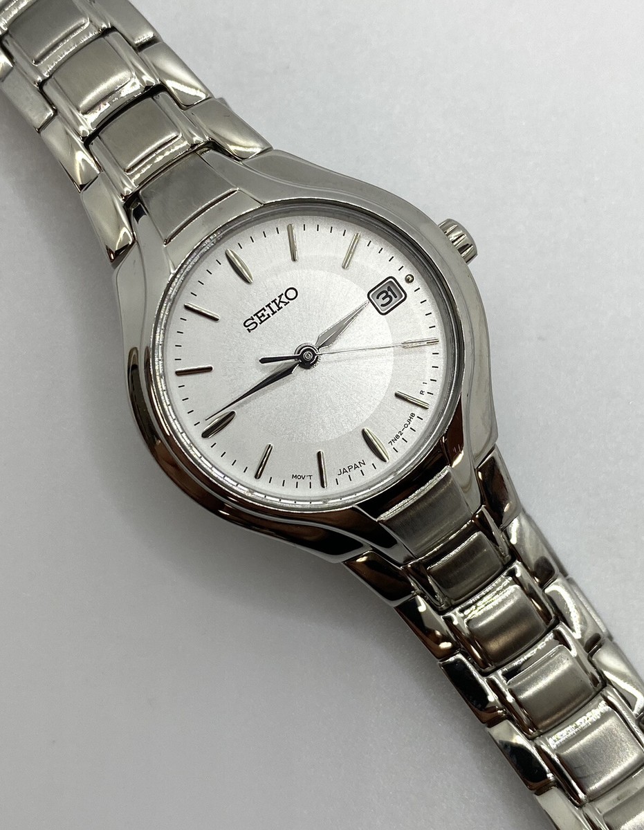 Original NOS Seiko Silver Dial Quartz Watch 7N82-0DR0 | eBay