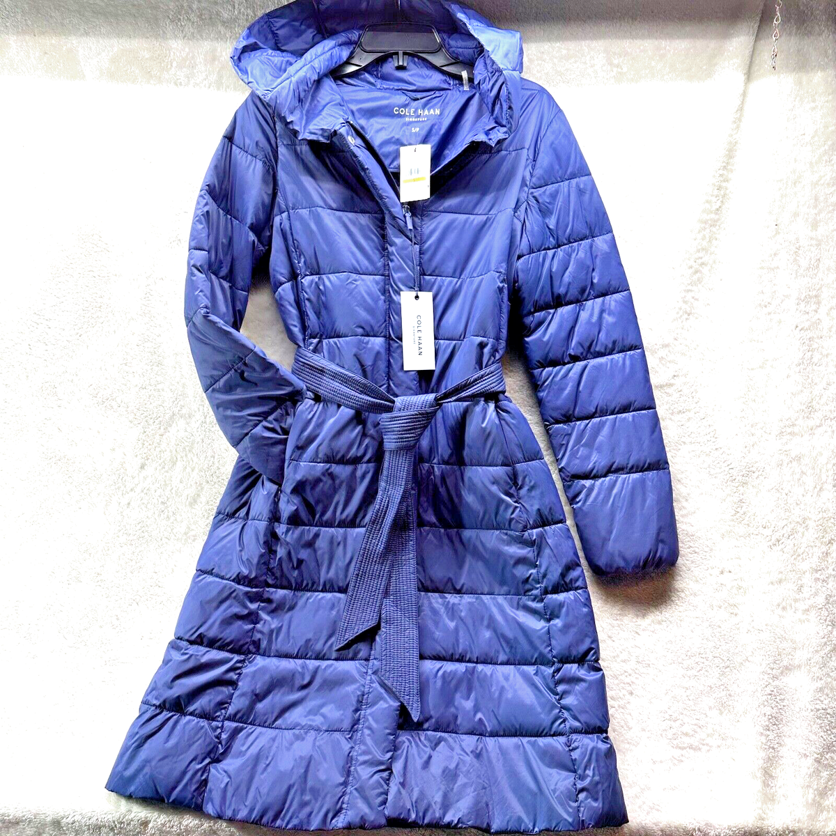 Cole Haan Signature Lightweight Puffer Coat Navy Blue Size Small
