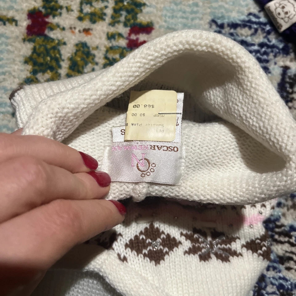 Oscar Newman dog  Sweater Beige Pink  Small Pompon Last One - Image 4 of 4