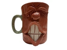Vintage Ugly Face Big Teeth Mug Cup stoneware pottery Mug Cup Signed Germany
