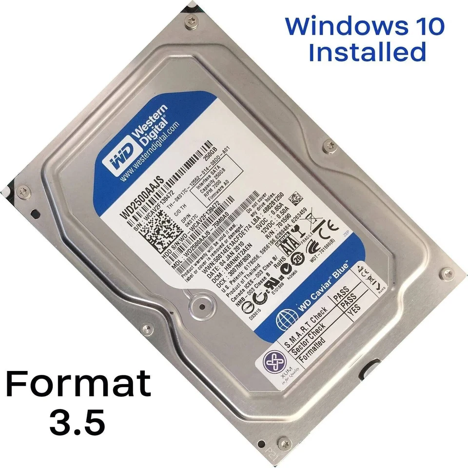 Disco rígido interno HDD SATA 3,5" 250GB-2TB com Windows 10 Pro legado instalado - Imagem 4 de 4