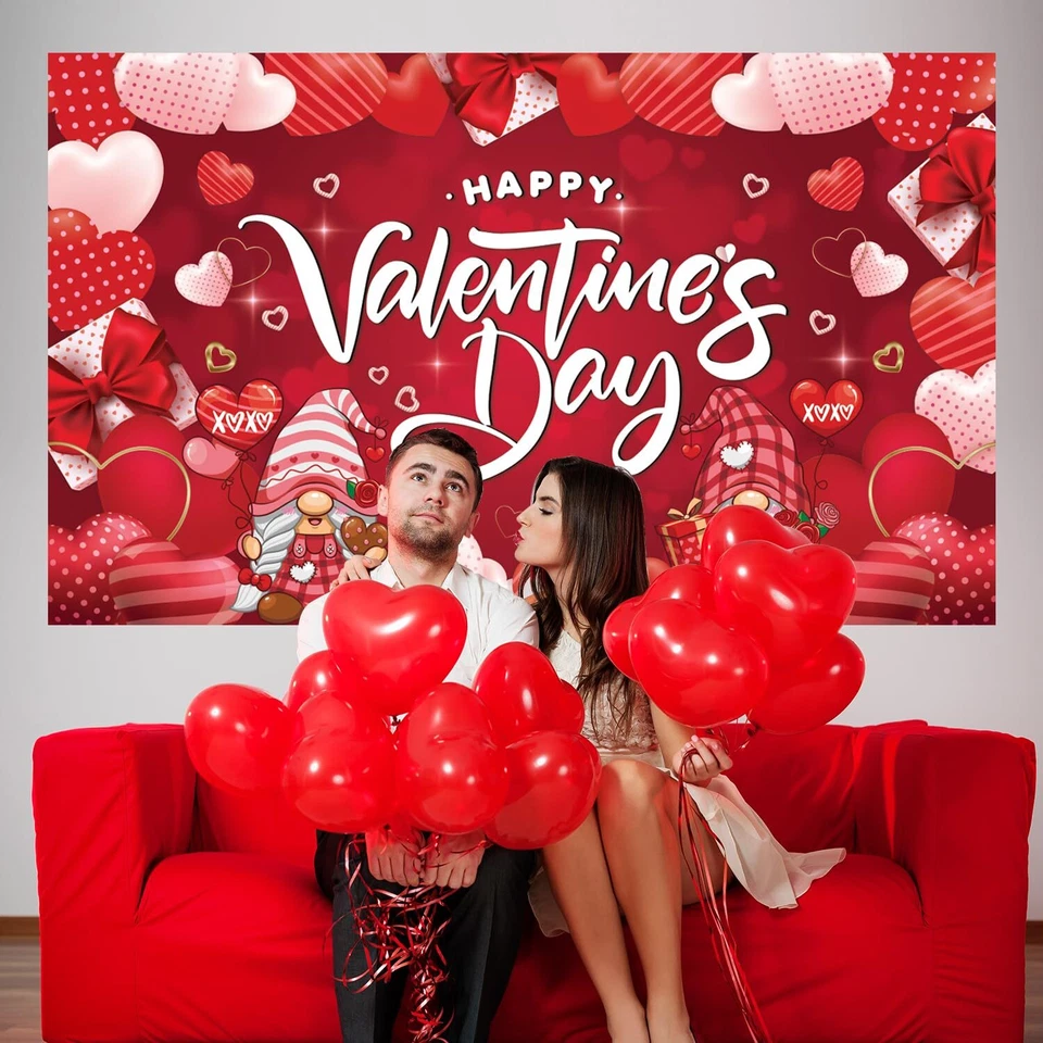 Banner Feliz Día de San Valentín 71x44 Pulgadas Rojo Rosa Feliz Día de San Valentín Banner Ba Foto 4 de 4