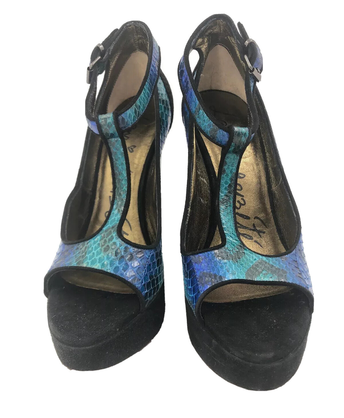 LANVIN BLUE PYTHON & BLACK SUEDE LEATHER with LUC… - image 11