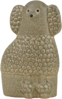 Lisa Larson Poodle Mini Kennel Gray Figurine Unused facing right