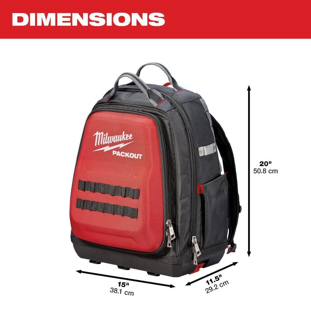 Milwaukee Tool Storage 15 in. PACKOUT Backpack Tear Resistant with Utility Pouch