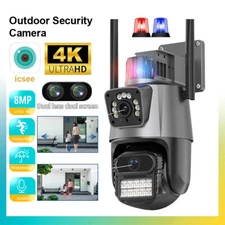 8MP 4K Wifi Security Camera Dual Lens 1-8X Zoom Outdoor PTZ Night Vision Camera