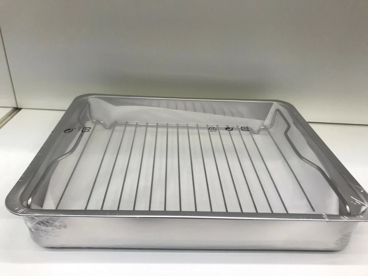 STAINLESS STEEL ROASTING TRAY OVEN PAN DISH BAKING ROASTER TIN GRILL RACK  Large