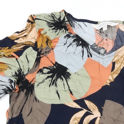 Apricot Womens Blue Floral Viscose Basic T-Shirt Size 12 V-Neck - 第 5/10 張圖片