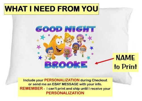 BUBBLE GUPPIES PILLOWCASE "GOOD NIGHT" Personalized Any NAME Super Soft Bedding - Picture 4 of 4