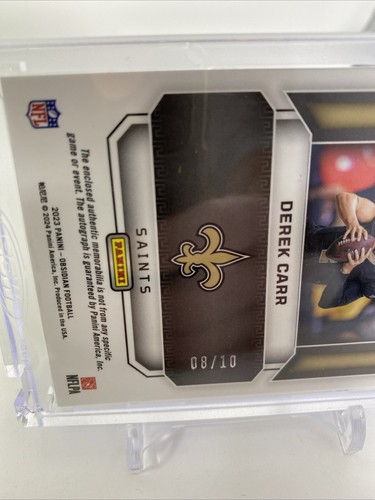 2023 Panini Obsidian Derek Carr Matrix Material Patch Gold Auto 8/10 Saints - Picture 3 of 13