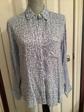 Rails Josephine Shirt Blue Batik Cheetah Button Down Long Sleeve Leopard small