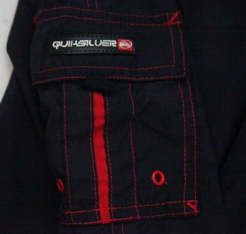 Boys Swimming Shorts Large 16-18 Quiksilver Blue Red Polyester Surf Cargo MM22 - Picture 4 of 6