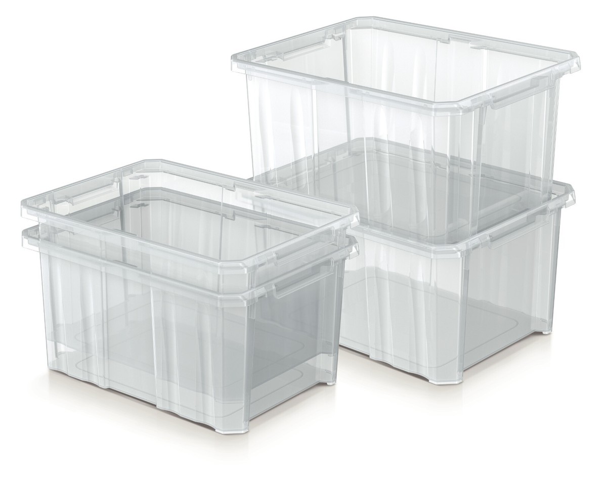 Aufbewahrungsbox mit Deckel transparent stapelbar Klarsichtbox Kiste 6 16 45 L