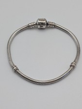 Pandora Moments Barrel Clasp Snake Chain Sterling Silver Bracelet 7" 925 ALE