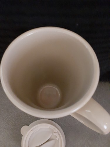 Tazza da viaggio vintage Longaberger ceramica Natale agrifoglio vacanze vetrificata 16 oz con coperchio - Foto 6 di 7