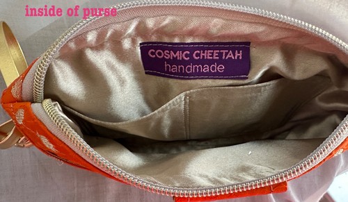 SILK PURSE bag clutch orange/gold *HANDMADE* evening wear, recycled silk sari - Picture 4 of 5