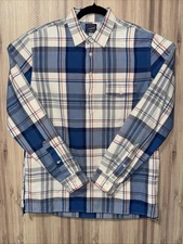 J. CREW New York Mens M Flannel 1/4 Button Up Long Sleeve Pullover Shirt EUC