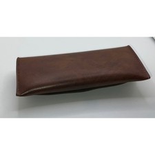 Vintage Brown Leather Eyeglass Case with Clip-On Sunglasses Set