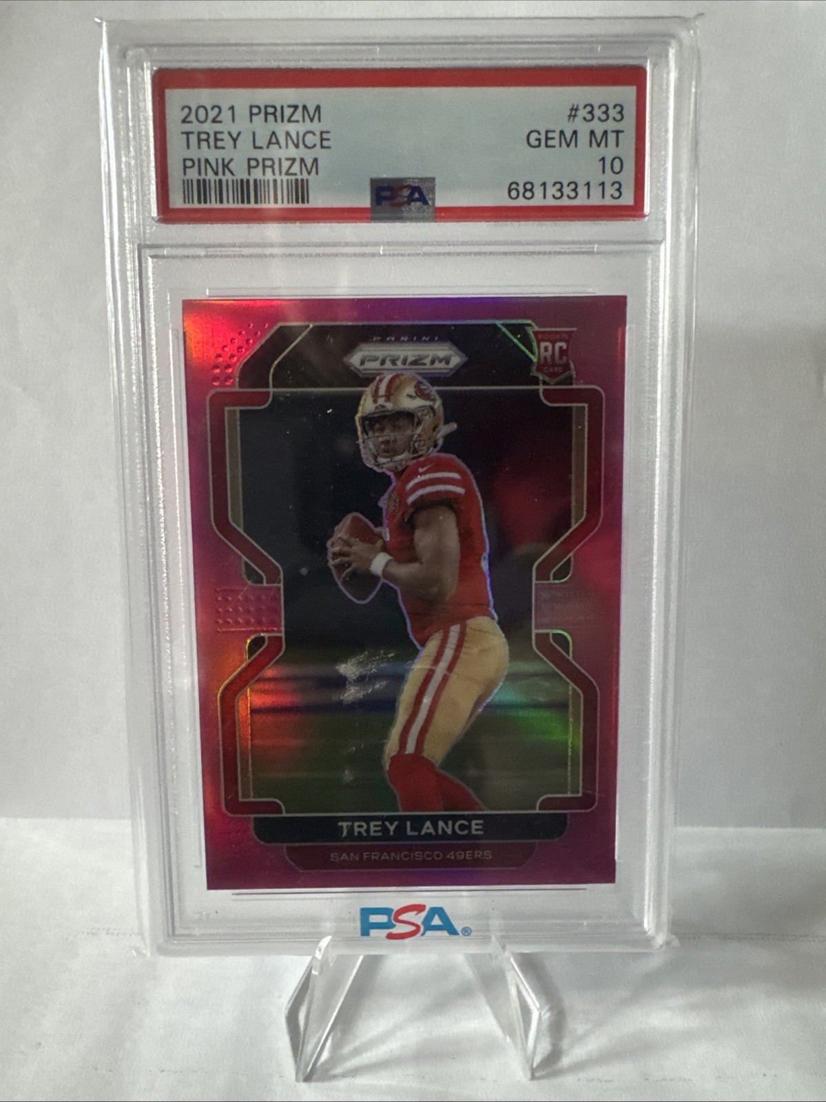 Panini 2021 Prizm Trey Lance 49ers #333 Pink Prizm Rookie RC PSA 10