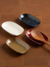 Ceramic Spoon Rest Utensil Holder Kitchen Ladle Holder Tray Vintage Style
