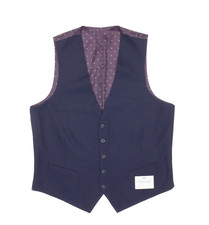 Perry Ellis L36829 Mens Dark Blue Box Check Suit Vest Size 40L