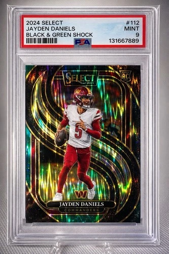 2024 Panini Select Jayden Daniels #112 Black & Green Shock Prizm PSA 9