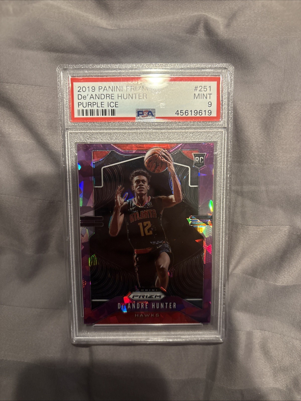 De’Andre Hunter 2019 Panini Prizm Purple Ice RC Rookie /149 PSA 9 #251