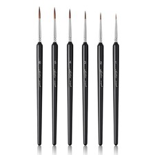 6 PCS Professional Sable Hair Detail Paint Brush Set Miniature Art Fine Black