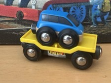 Authentic Brio Wooden Train Cargo Truck with Car Carrier 