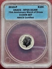 2015 Silver Roosevelt Dime 10c ANACS RP69 DCAM 75th Anniversary REVERSE PROOF