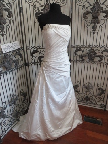 500W ALFRED ANGELO 2184 SZ 14 BEADED FORMAL WEDDING DRESS GOWN - Picture 4 of 21