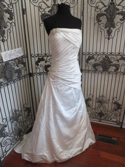VESTIDO DE NOVIA FORMAL CON CUENTAS 500W ALFRED ANGELO 2184 TALLA 14 Foto 4 de 4