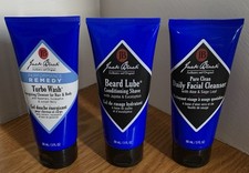 Jack Black Facial Cleanser, Beard Lube  Turbo Wash Hair/Body Set 3 oz each New