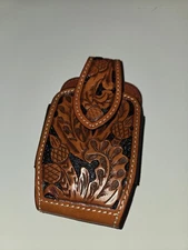 M & F Western Men's Tooled Leather Cell Phone Holder Clip-On Case