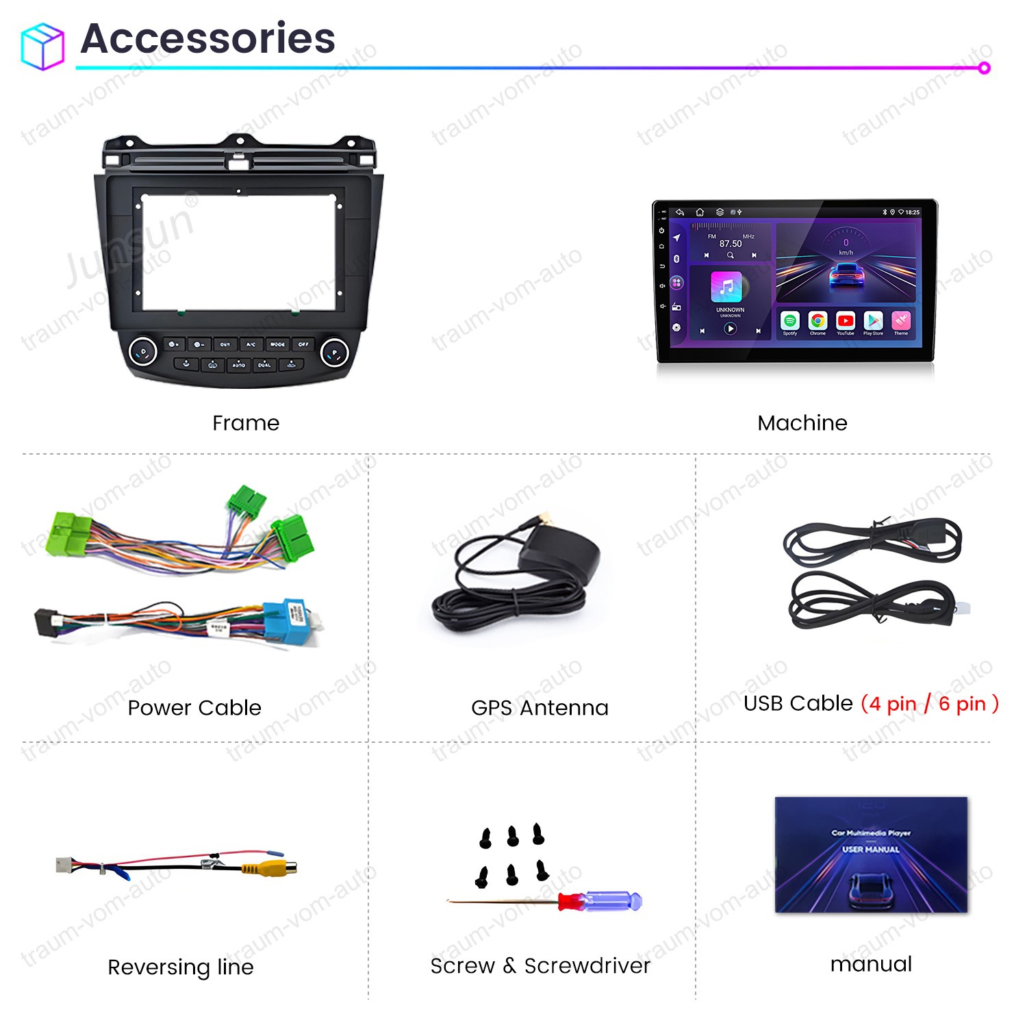 Car Stereo Radio 64GB For Honda Accord 7 2003-2007 CarPlay Android Auto GPS Navi