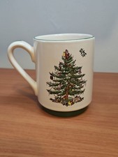 Spode CHRISTMAS TREE Green Trim Coffee Mug Made in England