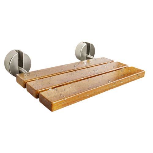 20" Folding Shower Seat Wall Mounted Bathroom Bench 400Lb Waterproof Teak