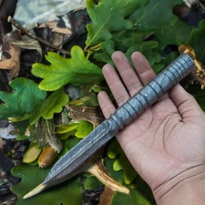 M48 Spiral Boot Knife 10 Inch  Tri-Edge Dagger Damascus Steel Fixed Blade