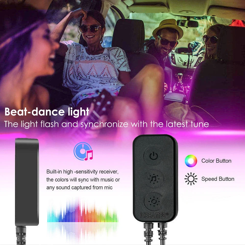 Bluetooth RGB LED Interior Car Lights - USB Plug & Play for Easy Use and Setup - Image 4 of 4