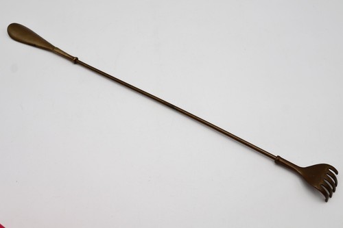 Vintage 22" massives Messing Rückenkratzer und Schuhlöffel Kombination