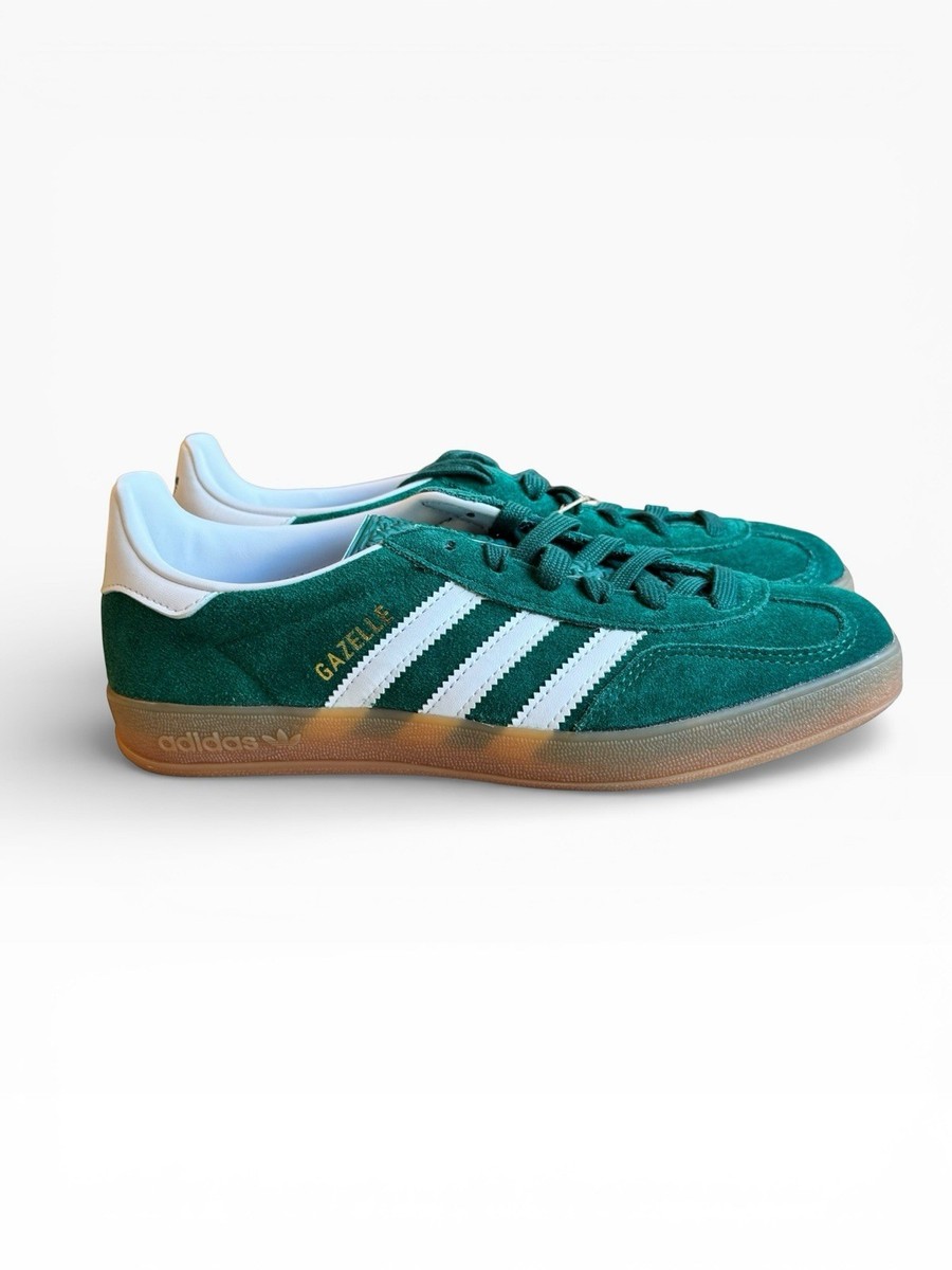 Adidas Gazelle Indoor J Green White Suede Sneakers JS3800 Low Top