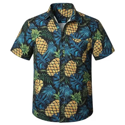 Blue Yellow Pineapple Hawaiian Shirt