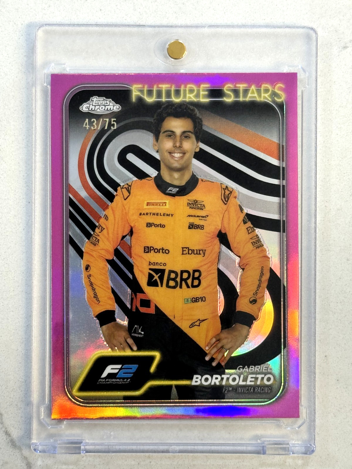 2024 Topps Chrome Formula 1 F1 #28 GABRIEL BORTOLETO Pink Refractor /75