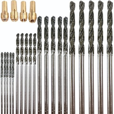 Diamond Drill Bits for Dremel by Drilax | 24-Piece Set w/ Collets | Sea Glass & 