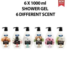 6 x 1000ml Shower Gel Set | Deep Moisturising Cream Body Wash | Mixed Scents 4.50 per litre