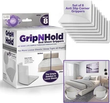 Grip N Hold Bed Sheet Holder | Discrete Heavy Duty Holder, 360 2 Pack 