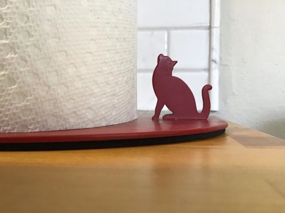Metal Kitchen Paper Roll Towel Holder - Cat Versus Crow Light Post Red 15.5” - Image 3 of 4