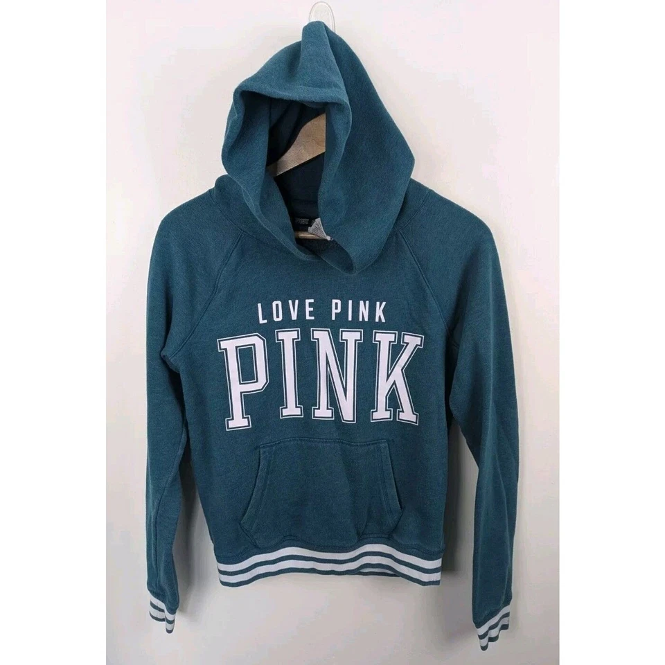 ROSA Pequeña S Verde Sudadera con Capucha Victoria's Secret Love Sudadera Y2k 2013 (4) Foto 3 de 4