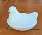 Hazel Atlas Milk Glass Hen On A Nest MARKED ON THE TOP INSIDE AND ON THE BOTTOM
