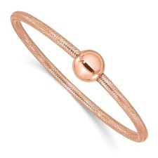 14K Yellow Gold w/Rose Gold-plating Polished with Bead Stretch Bracelet